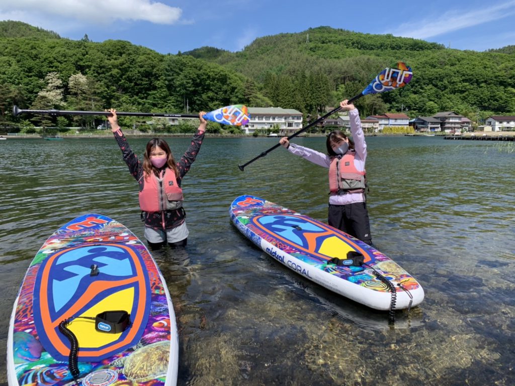 木崎湖のワカサギ釣り、バス釣り、SUP、天ぷらオプションをお楽しみのお客様！