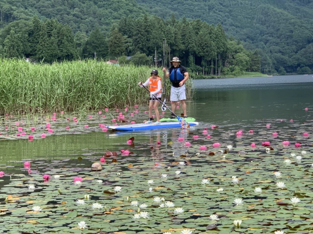 木崎湖でSUPサップ初体験のお客様！