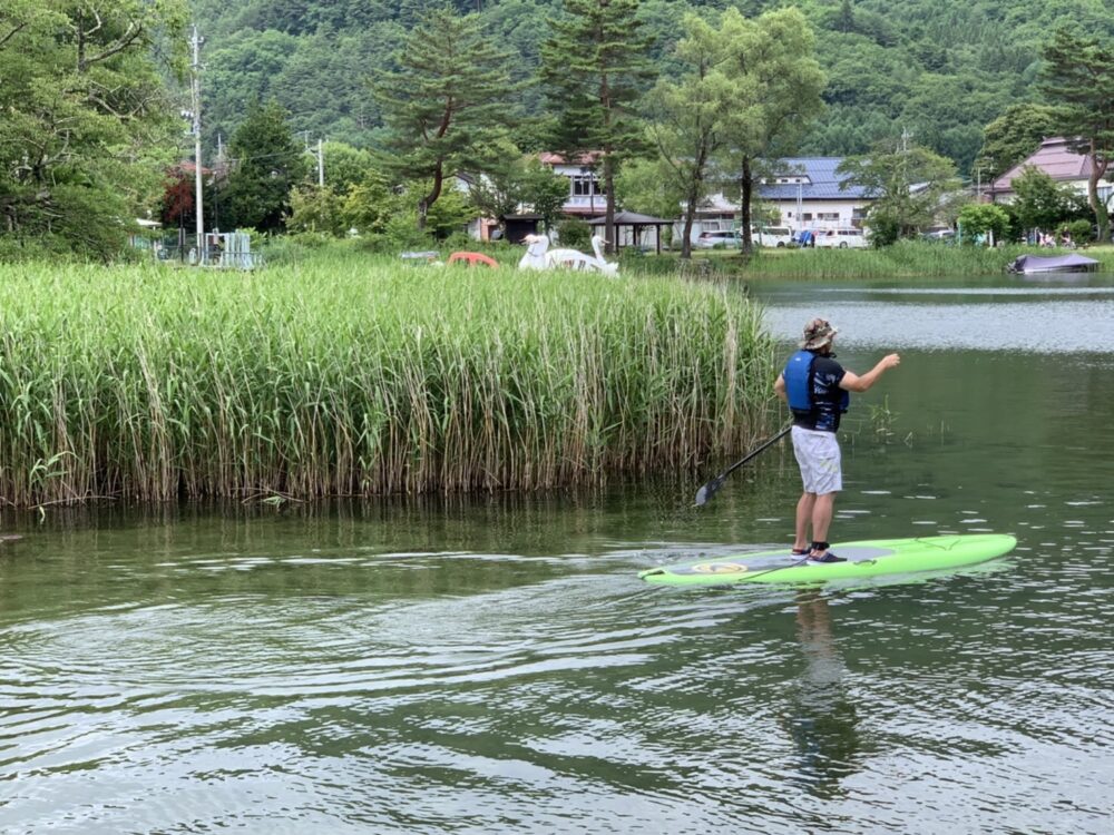 木崎湖でSUPサップ初体験のお客様！