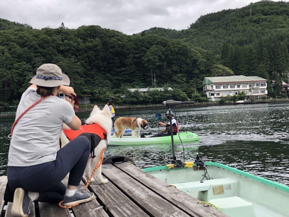 愛犬と楽しむ木崎湖カヤック本日もご利用いただきました！