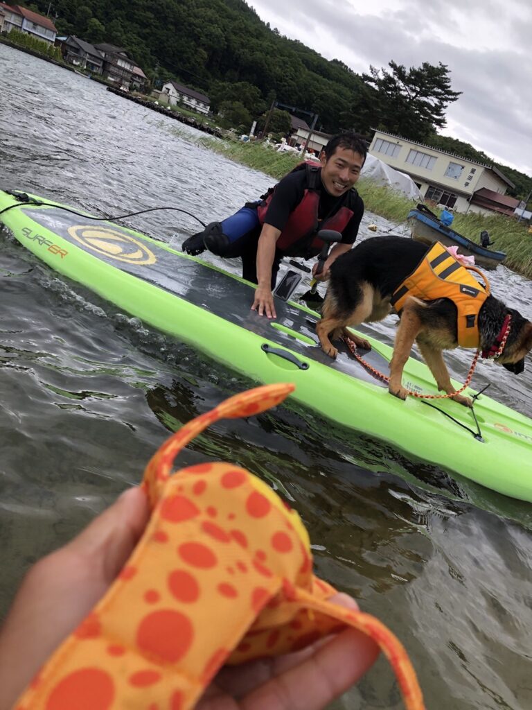 松本、白馬、安曇野、黒部エリアからアクセス良し！木崎湖のサップ愛犬と楽しむプラン今週もご利用いただきました！